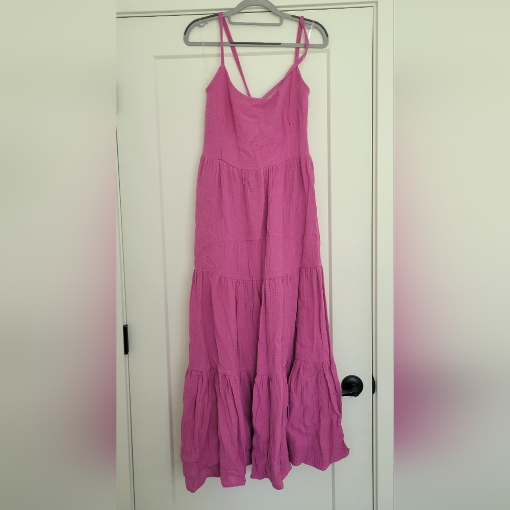 Pink Sleeveless Maxi Dress - Tie Back